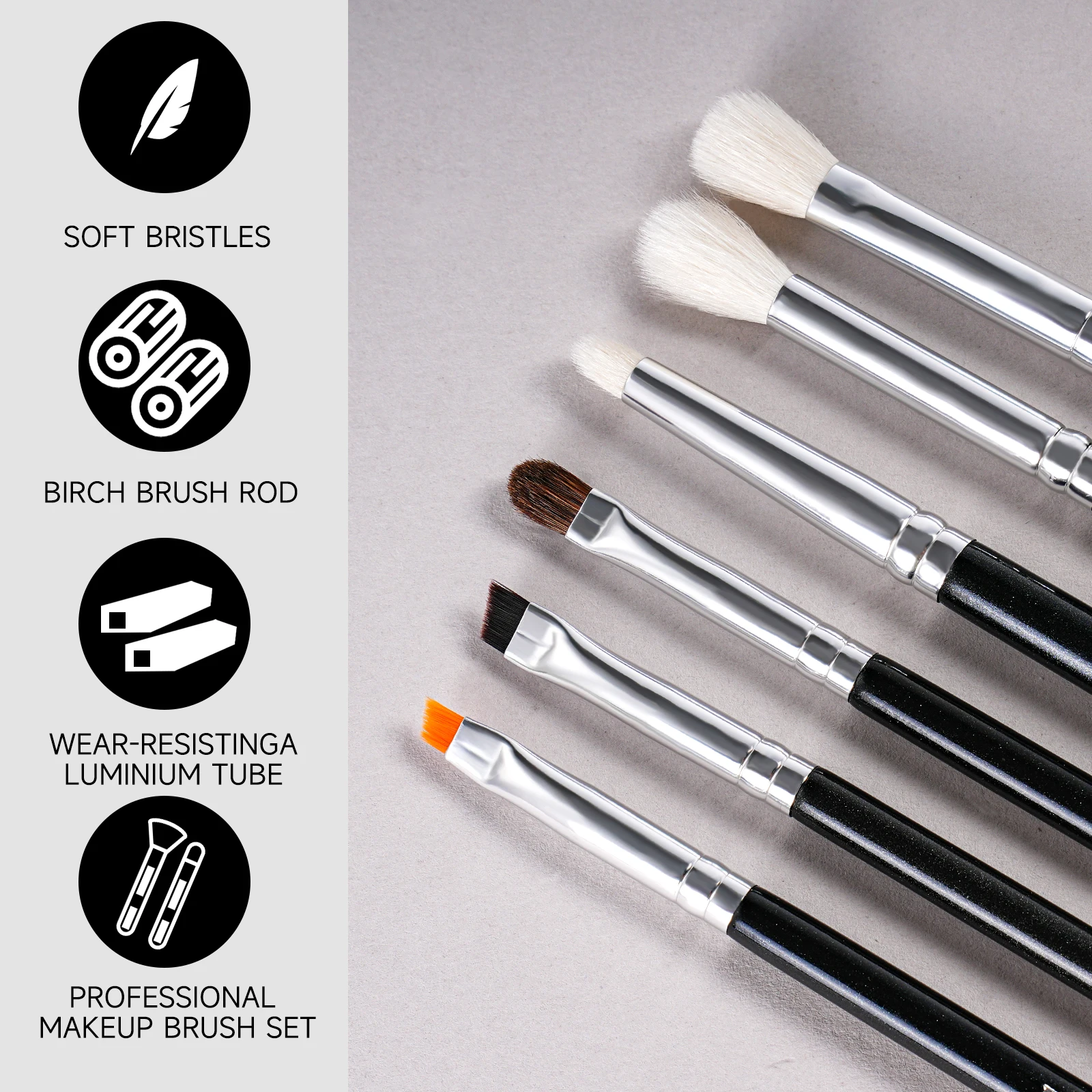 BEILI Black Makeup Brushes 15Pcs Goat Hair eyebrow Eyeshadow Eyeliner Blending brush set With Bag High Quality Professional