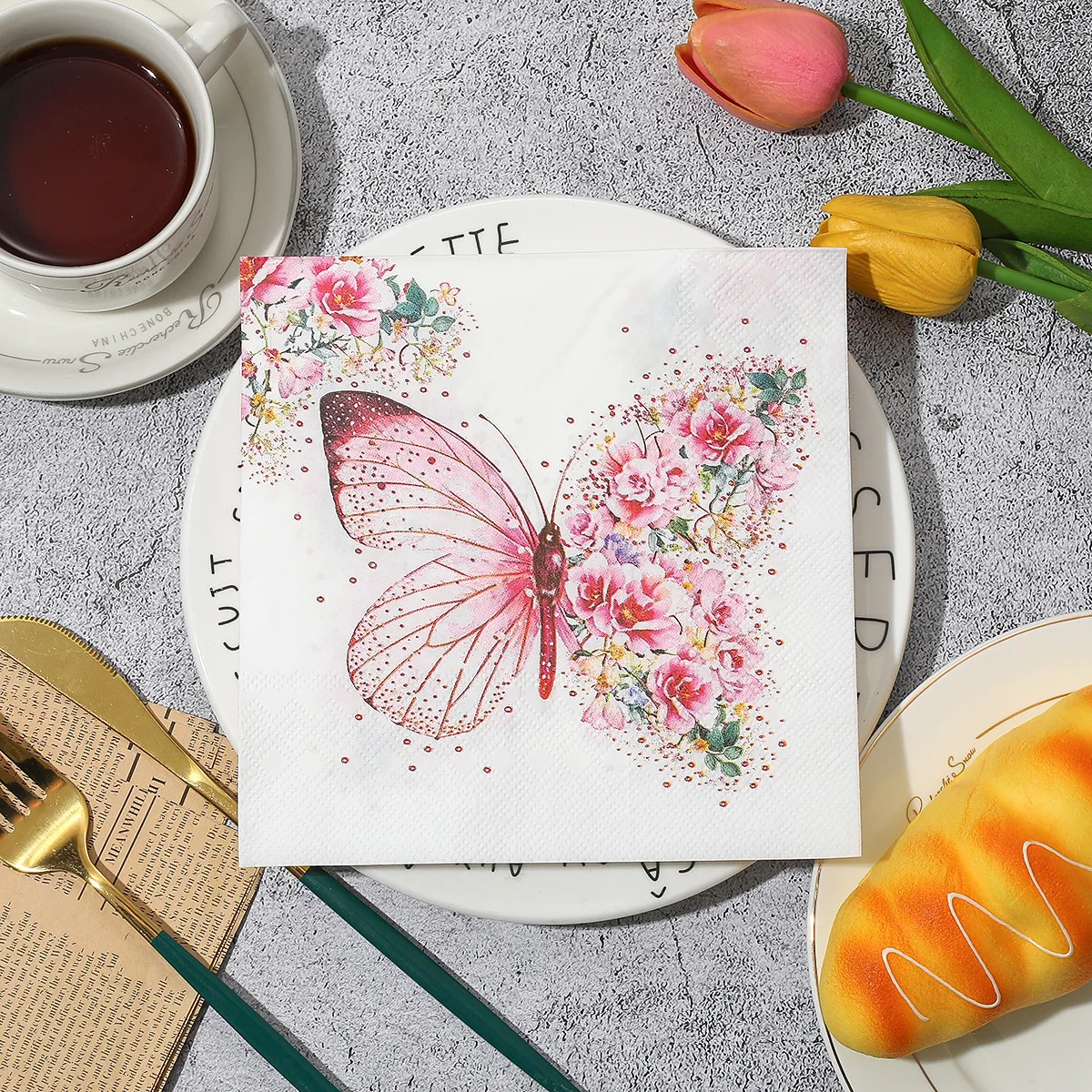 Printed Napkin Butterfly Square Tissue Holiday Party Party Disposable Tissue
