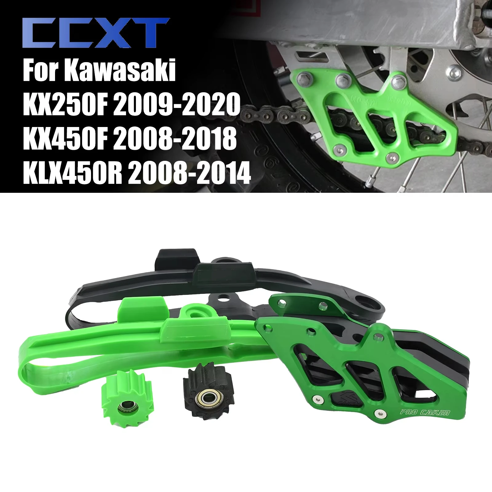 

CNC Aluminum Chain Guide Protector Plastic Swingarm Guide For Kawasaki KX450F KX250F KLX450R 2008-2020 2019 Motorcycle Dirt Bike