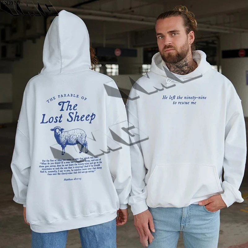 Women's Lost Sheep Back Printed Letter Thickened Cotton Hoodie with Inspirational Pattern Extra Large Loose Casual Hoodie EMO