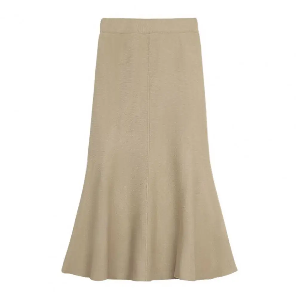 2026 Women Fishtail Skirt High Waist Hip Wrapped Midi Skirt Solid Color Autumn Winter Knitting A-Line Skirt