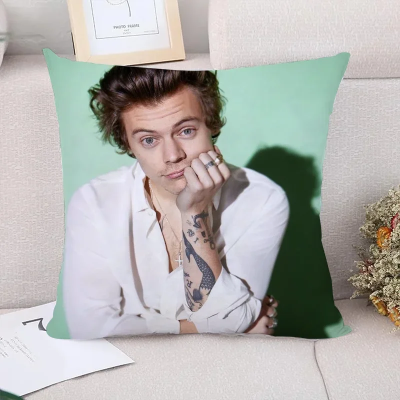 Pillow Cases Decorative Pillows Covers H-harry Styles Pillowcase Cushion Cover 45*45 Car Decoration Pillowcases 40x40 Fall Decor