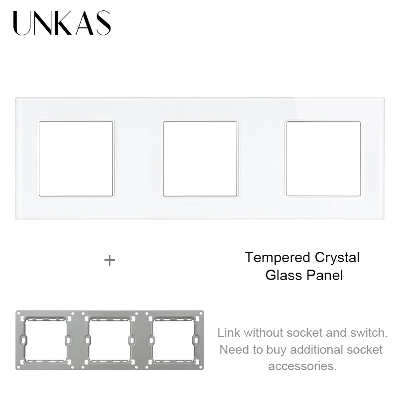 UNKAS DIY Free Combination White Glass Panel Tuya Wifi Single Fire Line 1 2 Gang 146mm Switch Smart Home Outlet Doorbell Curtain