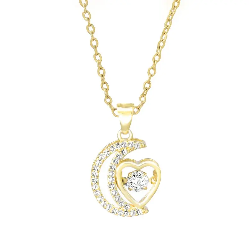 

1 Pcs Soulful Heart Moon Copper Pendant with Stainless Steel Chain Combo Pop Jewelry