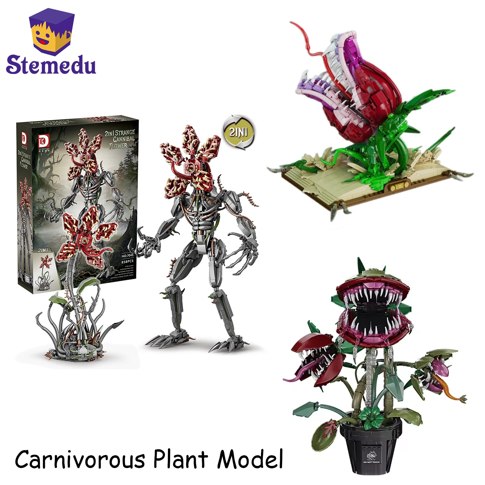 

1208PCS Carnivorous Plant Magic Book Model Building Blocks – Horror Theme Photo Props & Party Decor for Teens Adults Gift