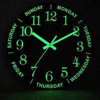 Non-Ticking Luminous Wall Clock Glow In The Dark Numerals&Hands Night Light Hanging Clock 12 Inch Time Accuracy