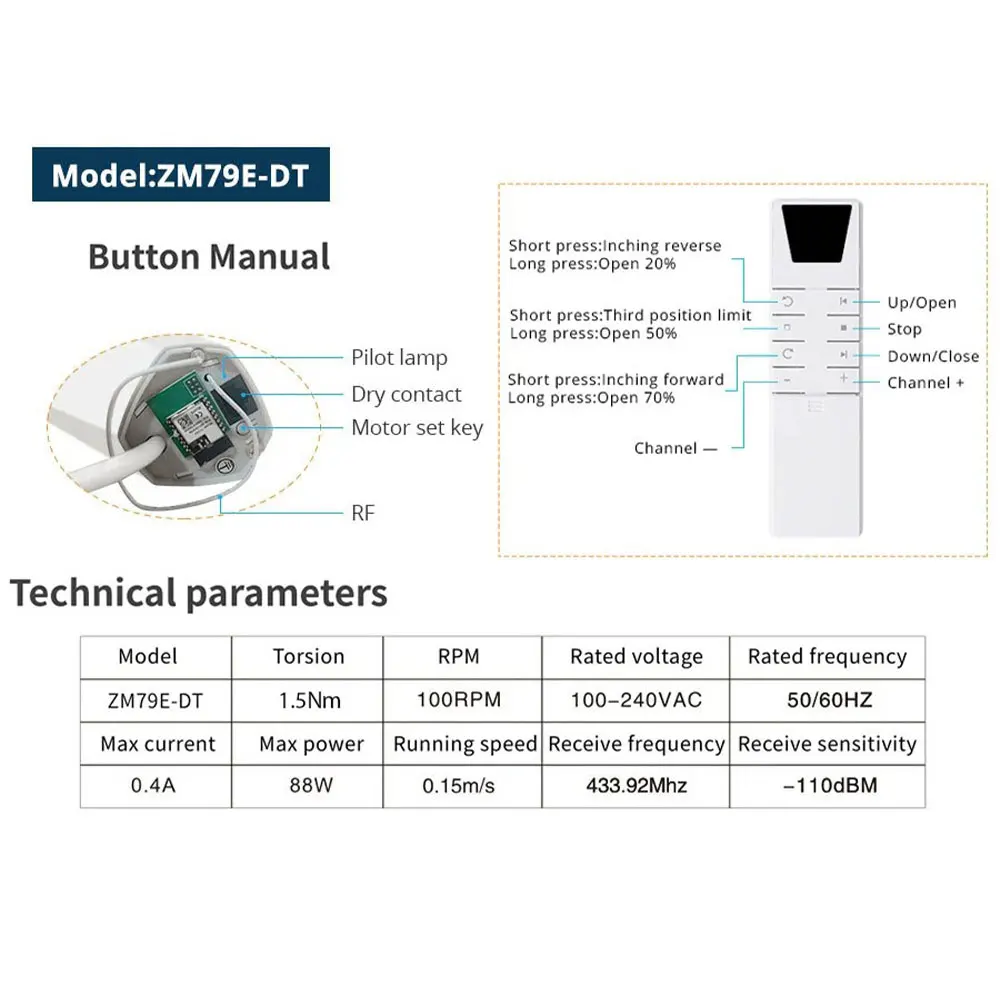 Zemismart ZM79 Tuya Curtain Motor Accessories Track Belt Runners Carries Gear Box Plug Work with Alexa Google Home Smartlife