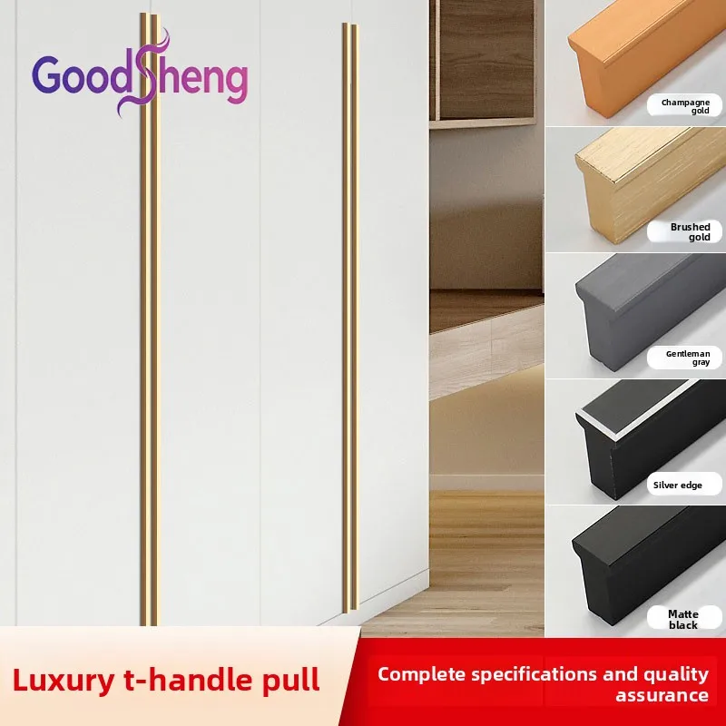 GOODSHENG American Simple Black Aluminum Alloy Furniture Handle Kitchen Cabinet Door Pulls Drawer Knobs Cabinet Handle