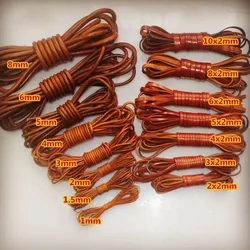 REGELIN 2meter Retro Brown Cow Leather Strap Findings 2/3/4/5/6/8/10mm Flat/Round Leather Cord String Rope DIY Bracelet Making