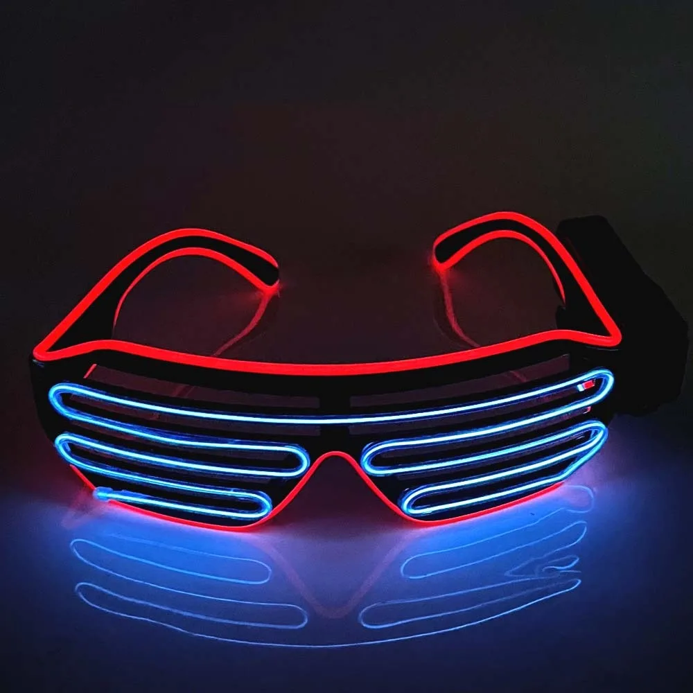 Wireless LED Glowing Glasses Cool Double Colors Luminous Glasses Glow-in-the-dark Colorful Fluorescent Glasses