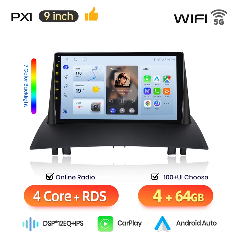 AWESAFE Draadloze CarPlay Android Auto Radio voor Renault Megane 2 2002-2009 GPS Navigatie Plug and Play RDS DSP CAN-BUS Retentie 2din