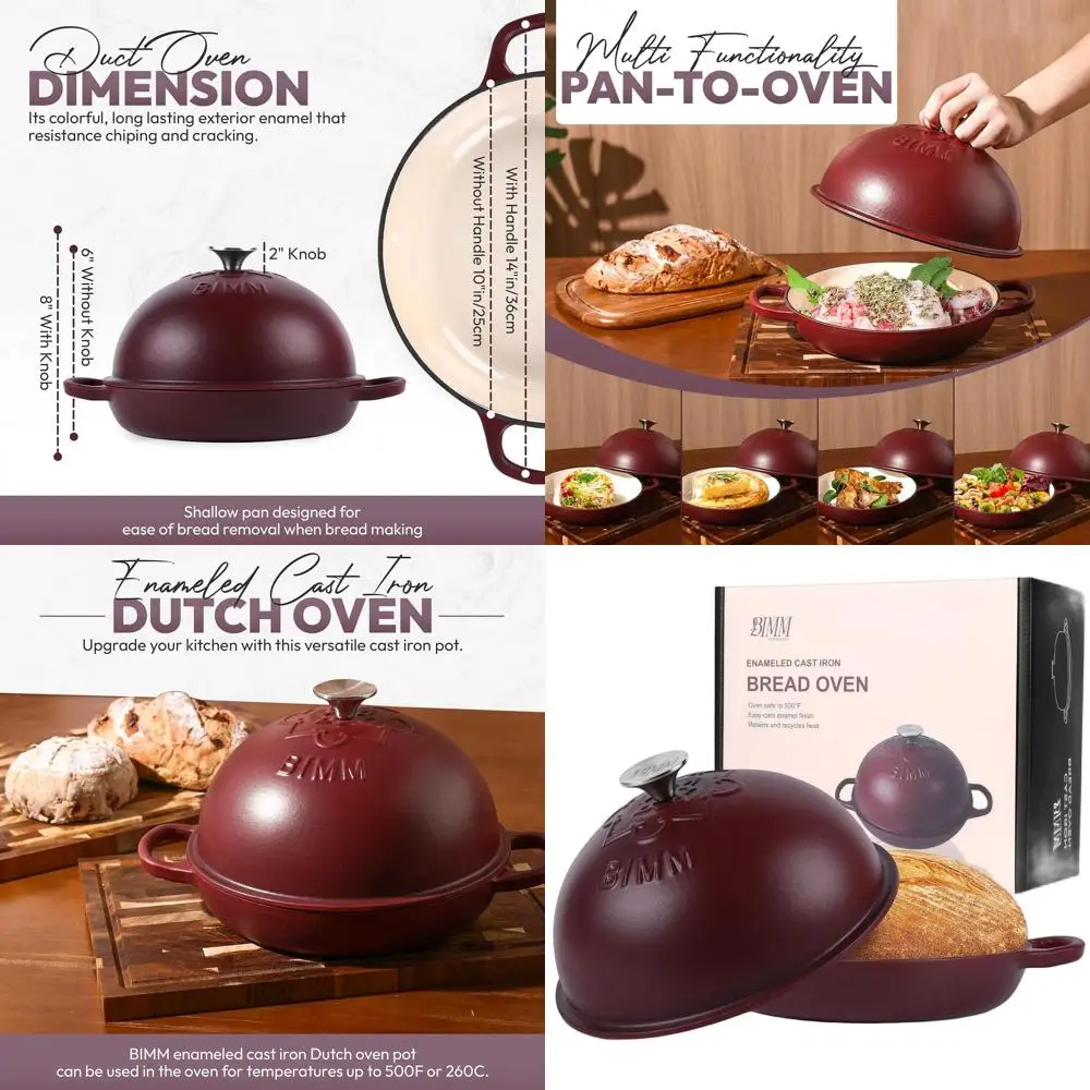 

Чугунная жаровня с крышкой для выпечки хлеба на закваске – универсальная хлебопекарная печь с антипригарным эмалевым покрытием, матовая отделка