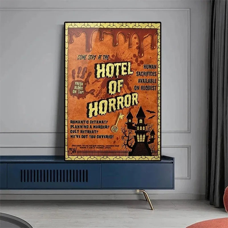 Halloween Art Print Poster Pop Vintage Aesthetic Ghost Spooky Horror Witch Haunted House Vampire Canvas Wall Art Home Room Decor