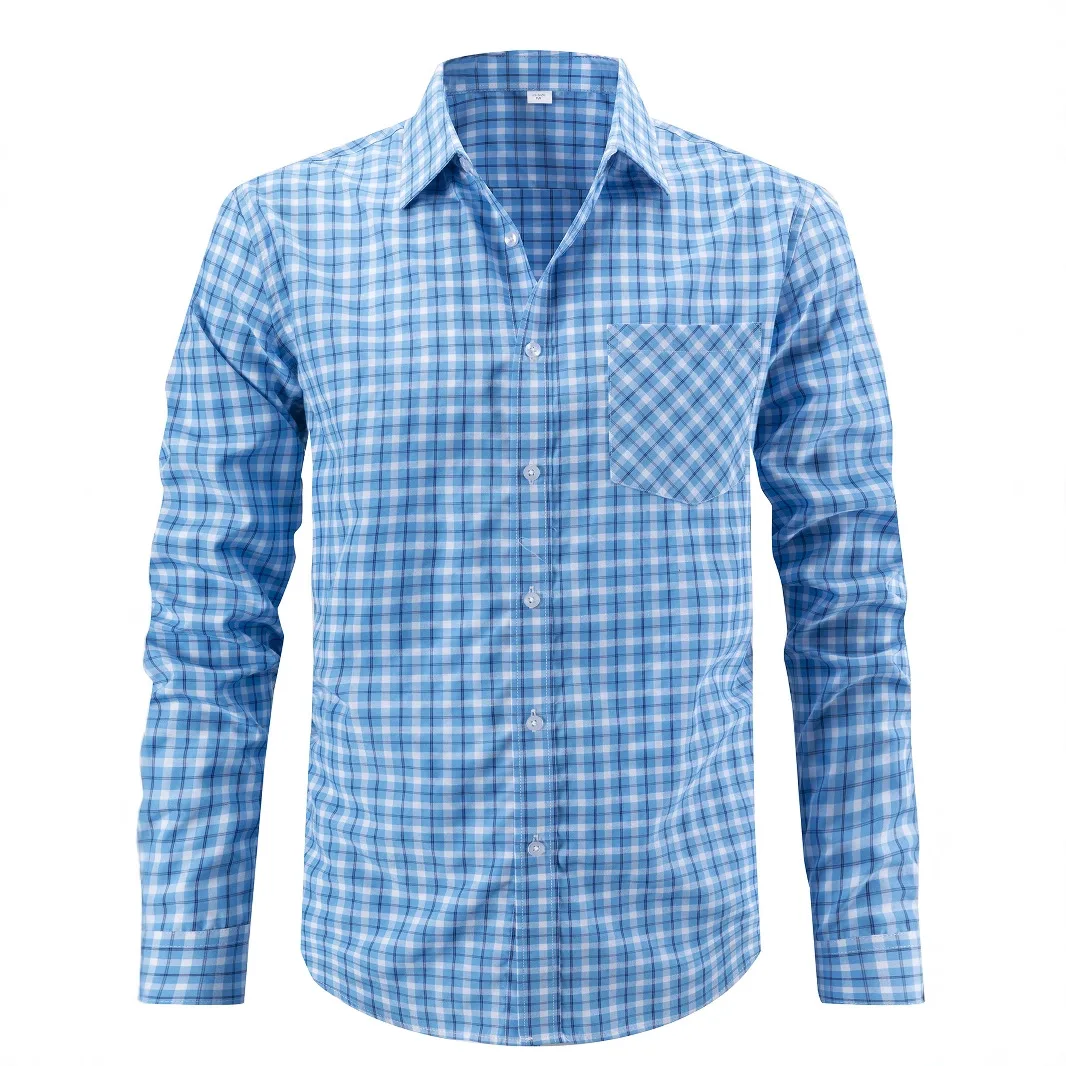 

Новая мужская деловая повседневная рубашка в клетку с разноцветными лацканами