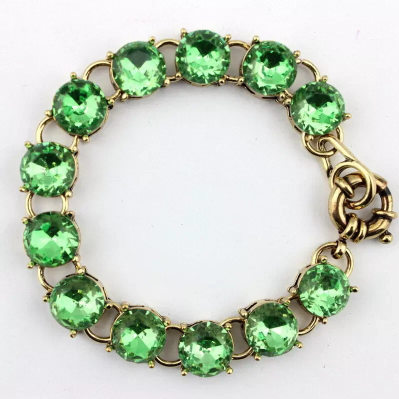 Classic Glass Crystal Gemstone Dot Bracelet Women Sparkly Rhinestones Stone Fashion Bangles Jewelry Wholesale