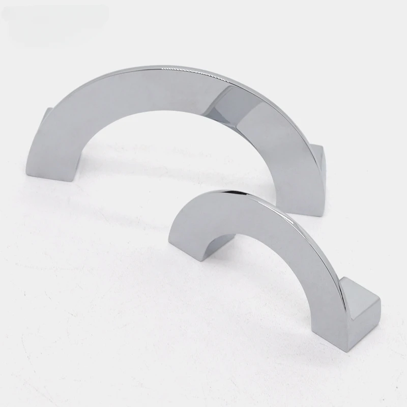 Half Round Paired Circular Cupboard Handles Kitchen Cabinet Handles Drawer Closet Wardrobe Pulls Bright Silver Furniture Handles