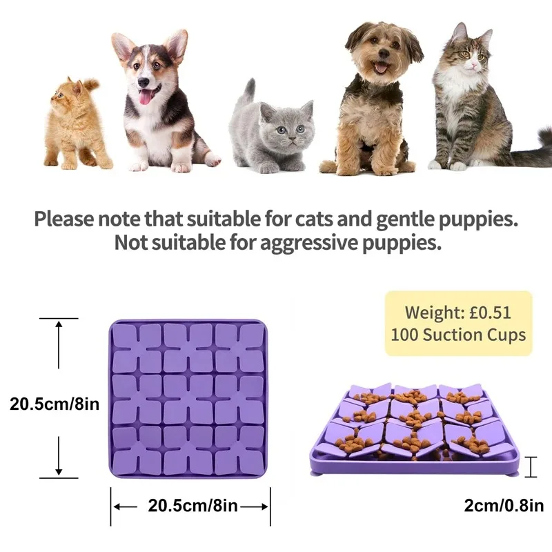 Silicone Slow Feeder Dog Bowl Washable Anti-slip Dog Treat Puzzle Licking Mat Cats Bowls Pet Slow Food Sniffing Pad