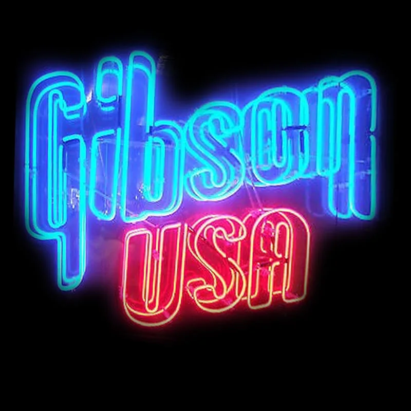 

Neon Sign Gibso Guitar Music Neon Light Sign USA Glass Beer Bar Sign Studio Wall Hanging Lamp for Window Room Decor Handcrafted