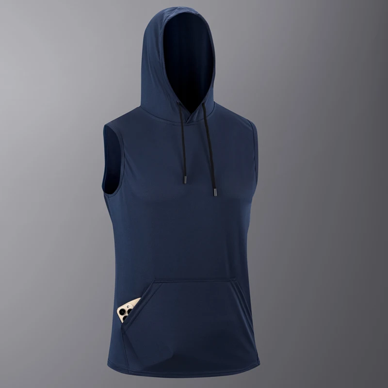 6 Stück Herren Ärmellose Kapuzen-Tanktops Schnelltrocknende Sportliche Hoodie-Weste mit Kordelzug-Tasche für Fitness, Laufen und Workout Ärmellose Shirts – Detail 6