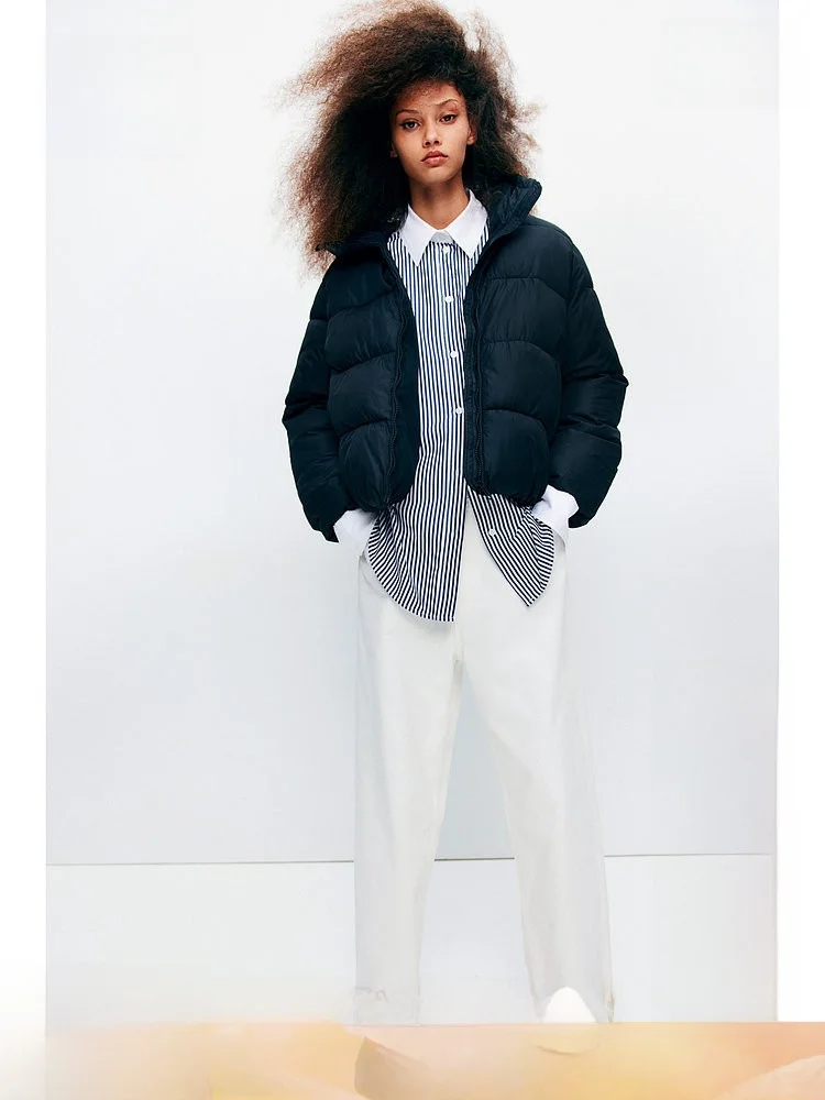 

Теплое хлопковое пальто с капюшоном и воротником-стойкой для женщин, зимняя верхняя одежда H&M Sli OOTD, длинное волокно из полиэфирного волокна