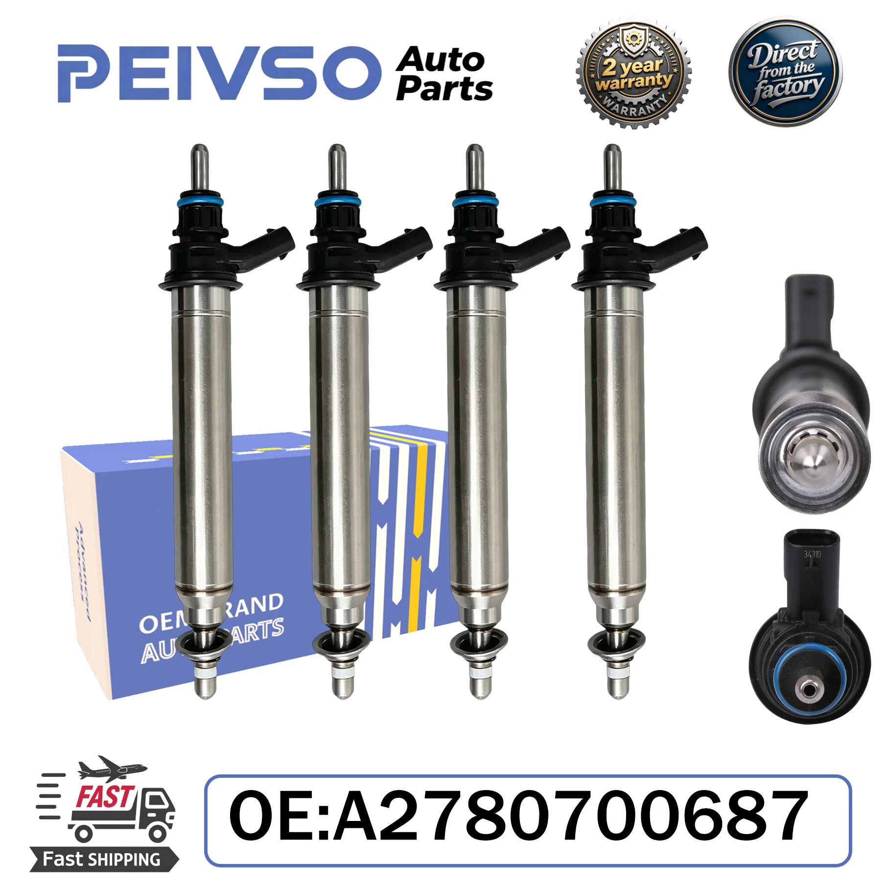 PEIVSO A2780700687 Fuel Injectors for Mercedes-BENZ A B C Class 160 180 200 220 250 260 AMG GT GTS Roadster C300 C350 C400 C450