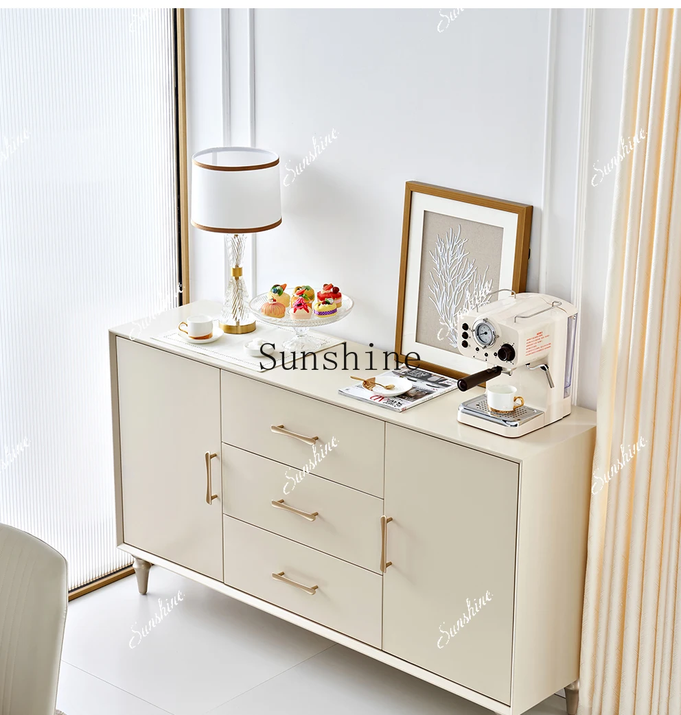 

Cream wind solid wood dining side living room light luxury storage bedroom storage cabinet FT