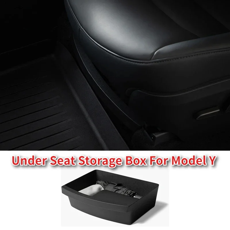 For Tesla Model Y 2021-2025 Underseat Storage Box TPE Under Seat Hidden Front Seat Storage Push Pull Organizer Box Accessories