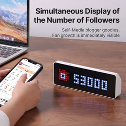 Ulanzi TC001 Smart Pixel Clock Youtube Followers Simultaneous Pixelated Message Display Smart Desktop Clock