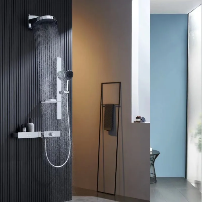 White Intelligent Constant Temperature Digital Display Showerhead, Bathroom Wall Mounted Storage Showerhead