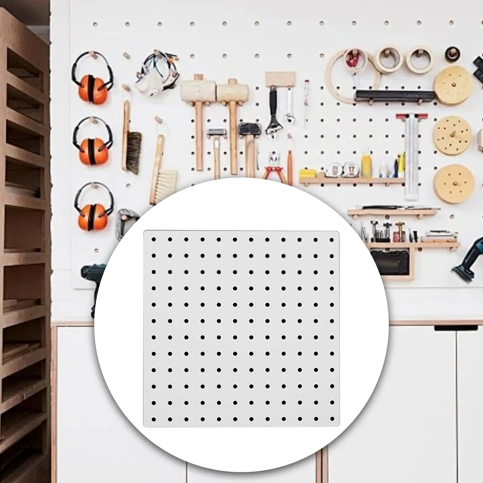 Pegboard Wall Panel Household Wall Storage System for Garage Bathroom Office