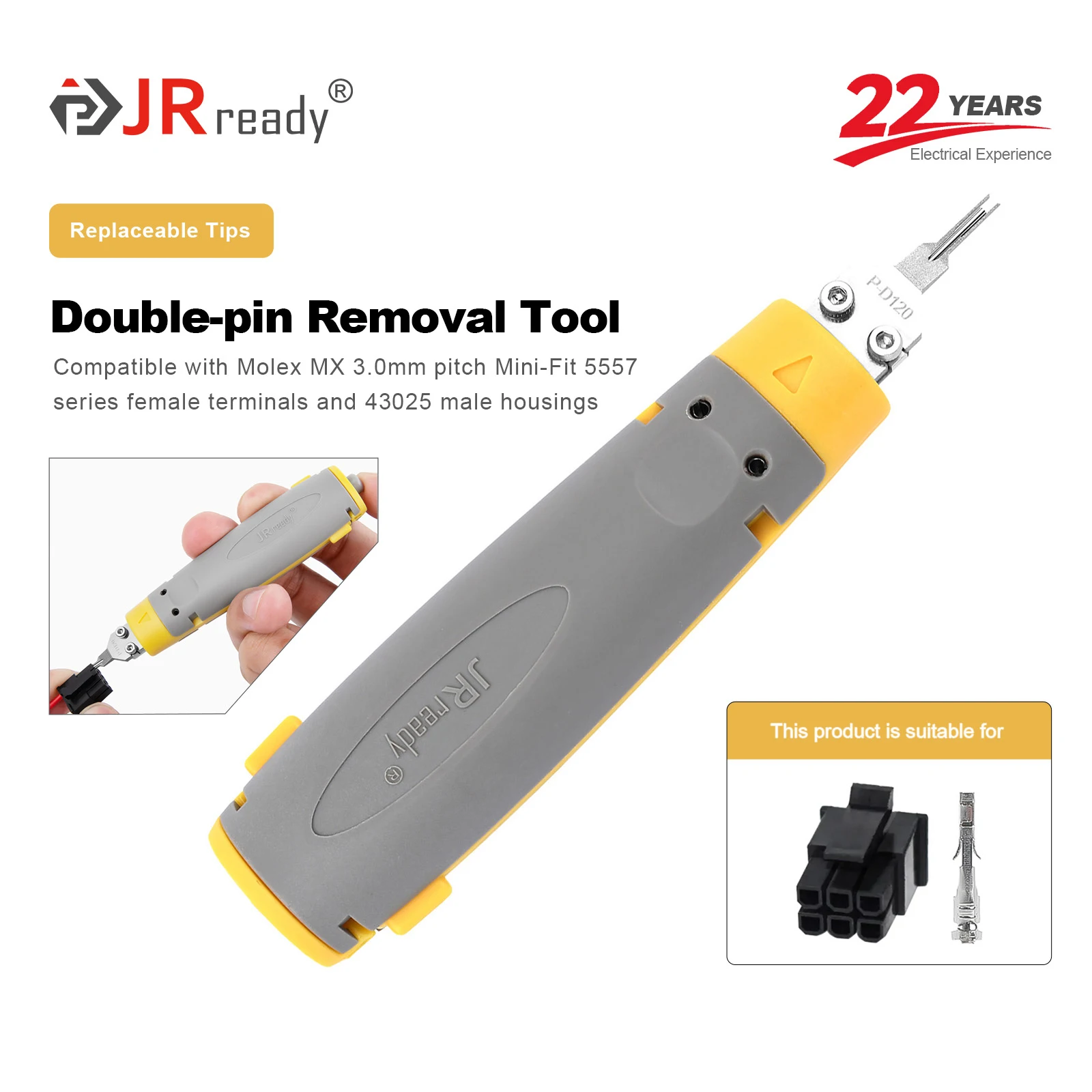 

Инструмент для извлечения штифтов JRready Molex для инструмента для извлечения клемм Molex MX3.0 с ручкой для хранения и защитной крышкой