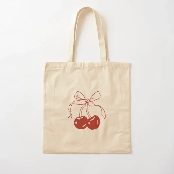 

Cherrys Cotton Canvas Bag Women Reusable Tote Shopper Fashion Fabric Designer Casual Foldable Grocery Travel Shoulder Bag