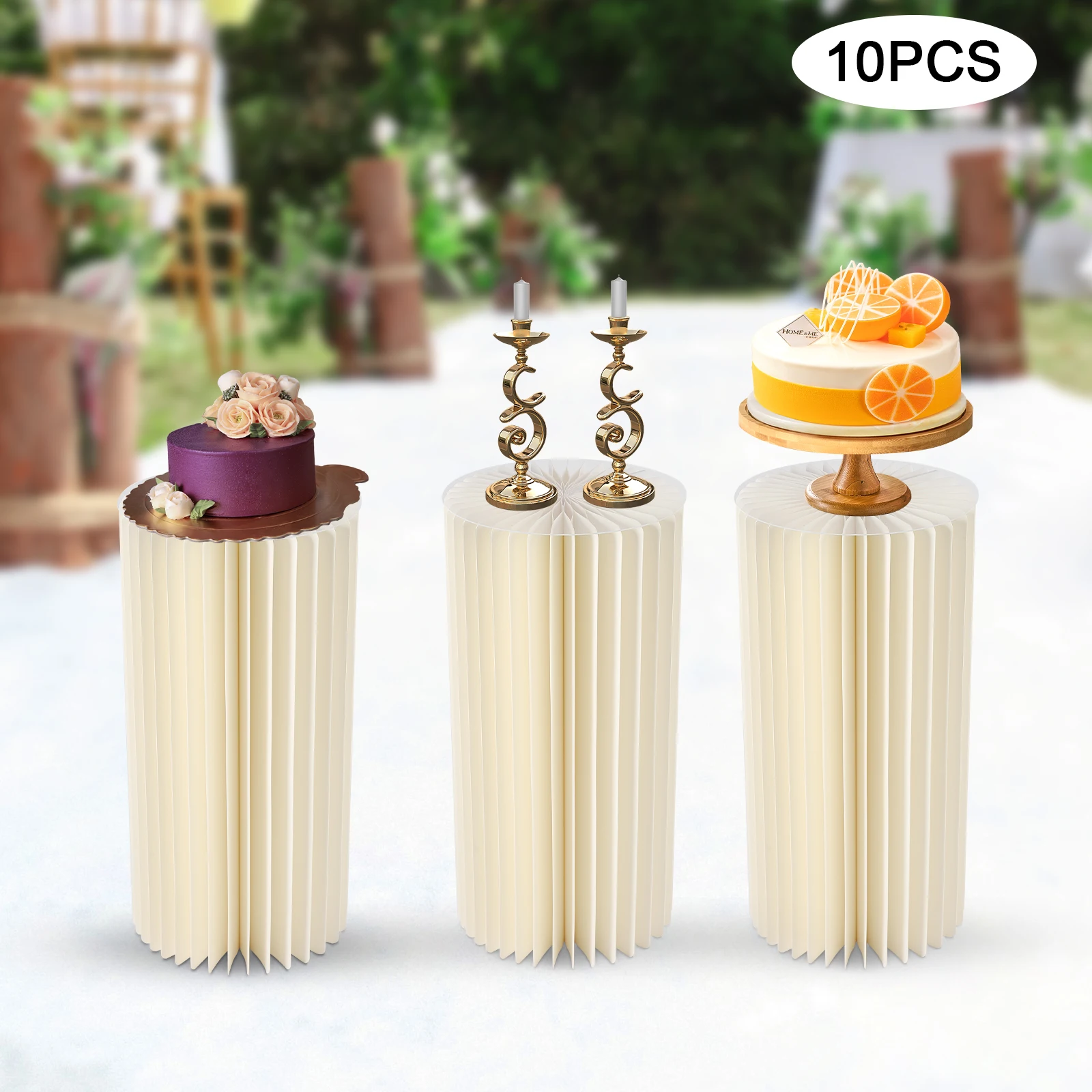 

10 piece Cardboard Flower Rack 60cm High,Foldable Paper Columns Pedestal Stand,for Party and Wedding Decor