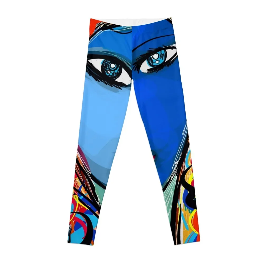 

La Boheme Pop Art Blue Girl Art Leggings high waist push up legging Womens Leggings