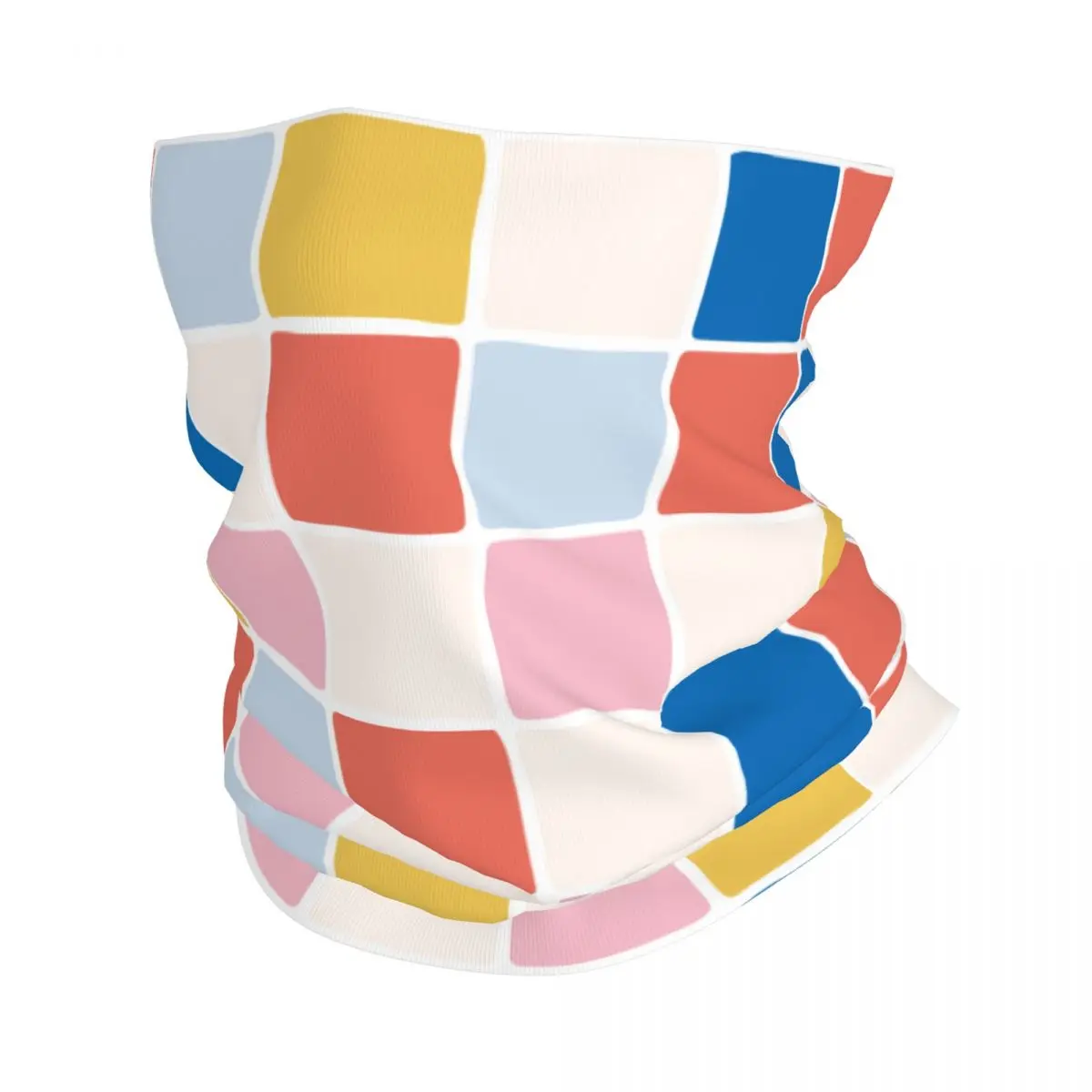 Colorful Geometric Happy Pattern Check Gingham Mask Scarf Stuff Neck Cover Rainbow Checked Bandana Cool Riding Balaclavas