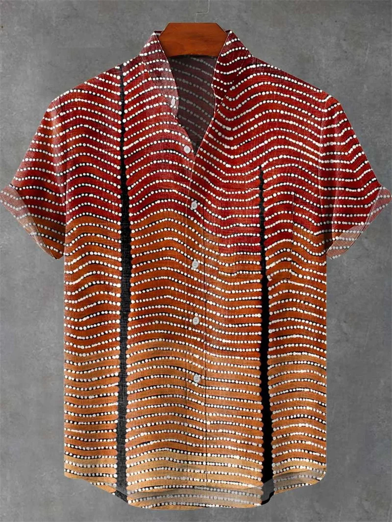 

Гавайская мужская рубашка, летняя свободная дышащая рубашка с коротким рукавом в стиле Харадзюку, винтажная рубашка с 3D геометрическим принтом, мужской топ