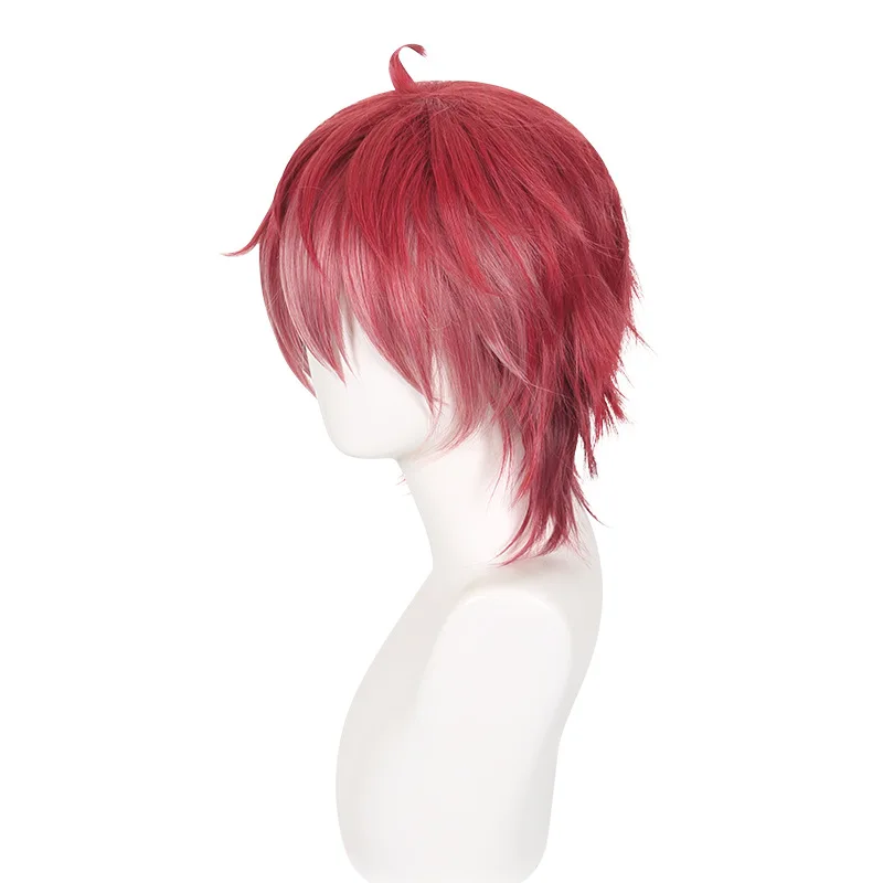 Devil Lover Reversal Yuzuru Akito COS-Perücke mit rotem und weißem Farbverlauf und flauschigem Oberteil