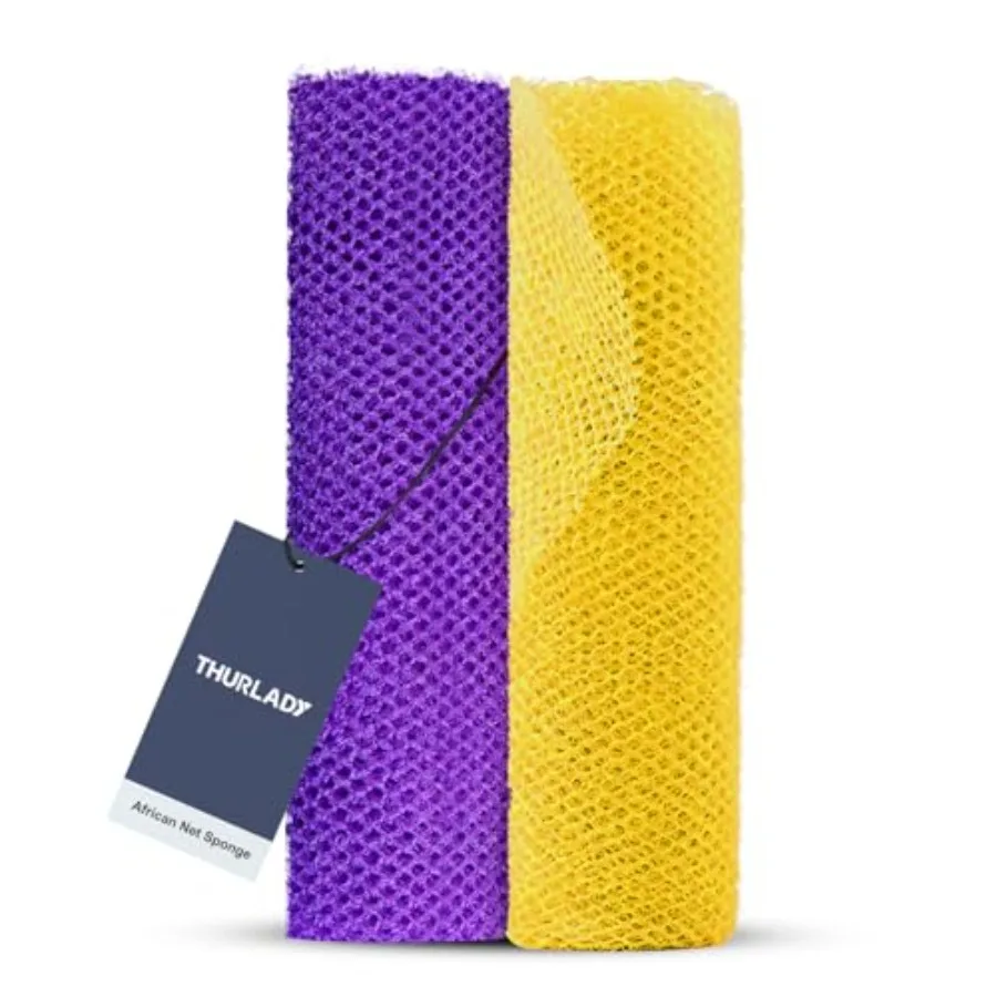 African Exfoliating Net Sponge, 2 Pack Bath Scrubber for Shower Nylon Mesh Back Scrubber Towel for Full-Body Cleansing, Dead Sk