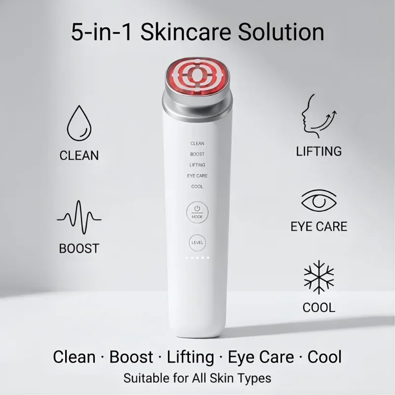 Home Use Collagen Tightening Beauty Instrument, 5 Modes EMS Red Light Anti-Aging Eye Care, Portable & Sensitive Skin Friendly