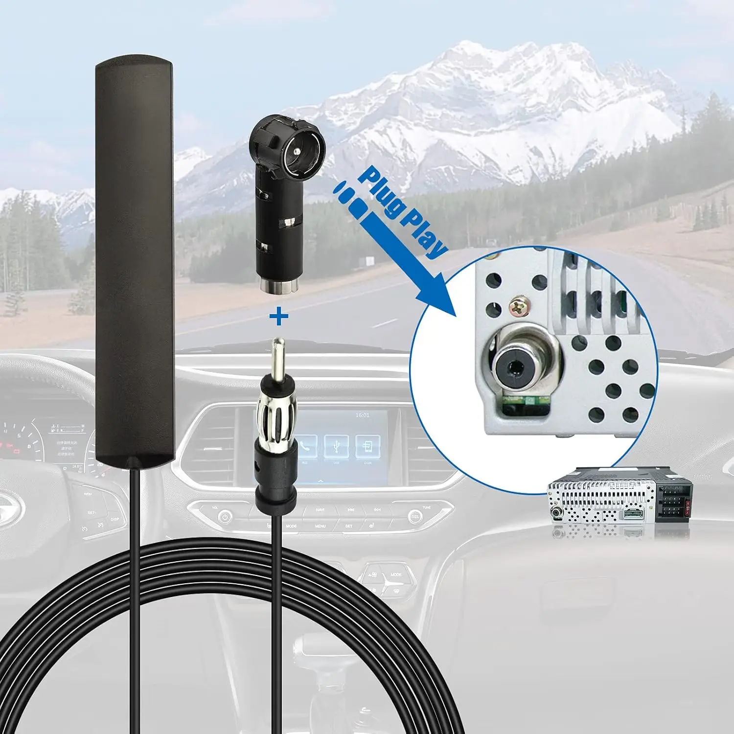 DAB Универсальная радиоантенна Автомобильная стерео AM FM Скрытая лобовое стекло Клейкое крепление Патч-антенна для автомобиля Грузовик SUV Автомобильная стереосистема