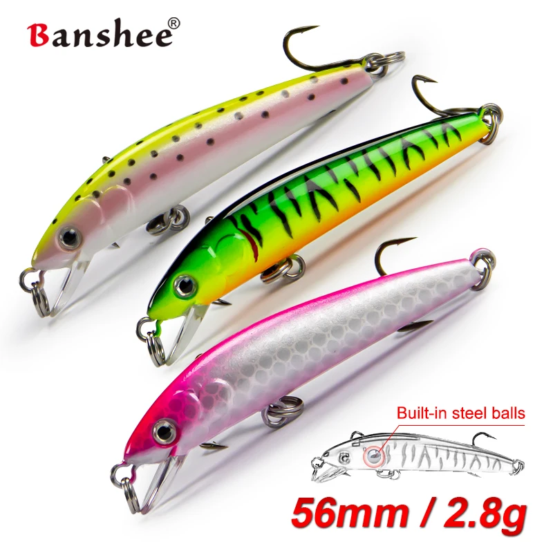 Banshee 56mm 2.8g Hot Model Fishing Lures Hard Bait 6Color For Choose Minnow Wobblers Quality Professional Mini Minnow Sinking