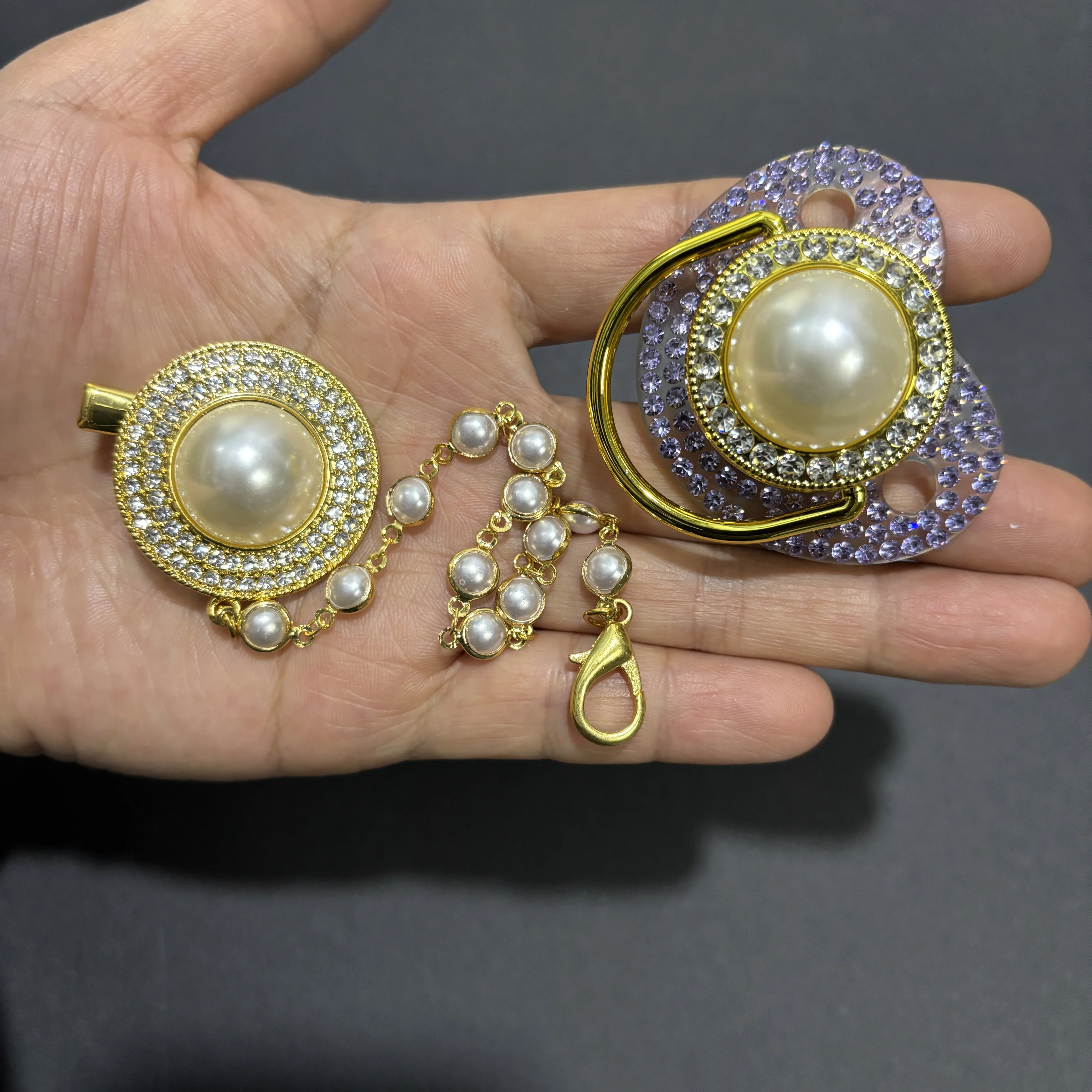 

Модный набор клипсов для сосок с подвеской из искусственного жемчуга - сине-золотой дизайн