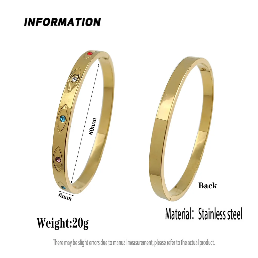 Classic Devil\'s Eye Stainless Steel Gold Plated Bracelet, High Quality Waterproof Women\'s Bracelet, Wedding Party Jewelry