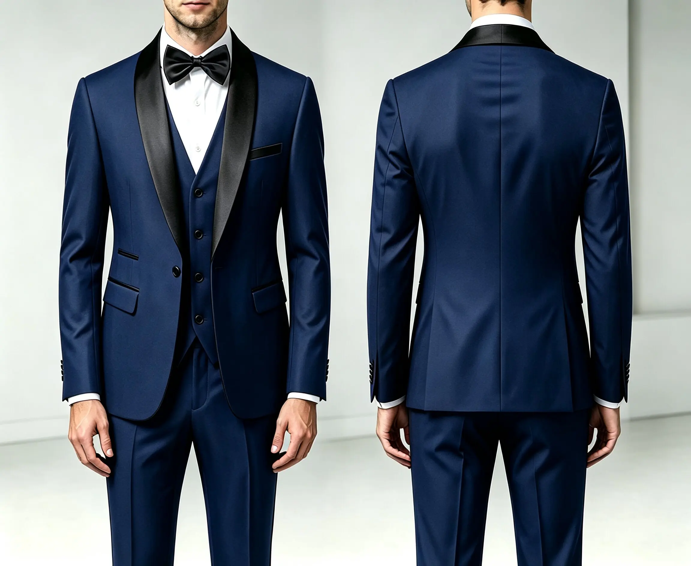 Traje de 3 Piezas para Hombre con Chaleco y Pantalones Largos, Corte Simple, Estilo Chal, para Bodas, Banquetes, Fiestas y Eventos de Negocios
