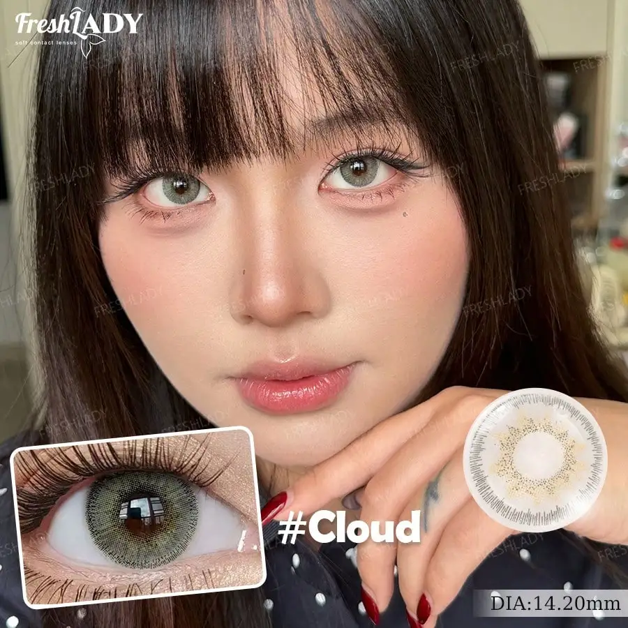 FreshLady 1 Paar Braune Kontaktlinsen für Graue Augen Natürliche Braune Augen Kontaktlinse Augen-Make-up Schönheit 14,20mm Jahreslinsen – Detail 7