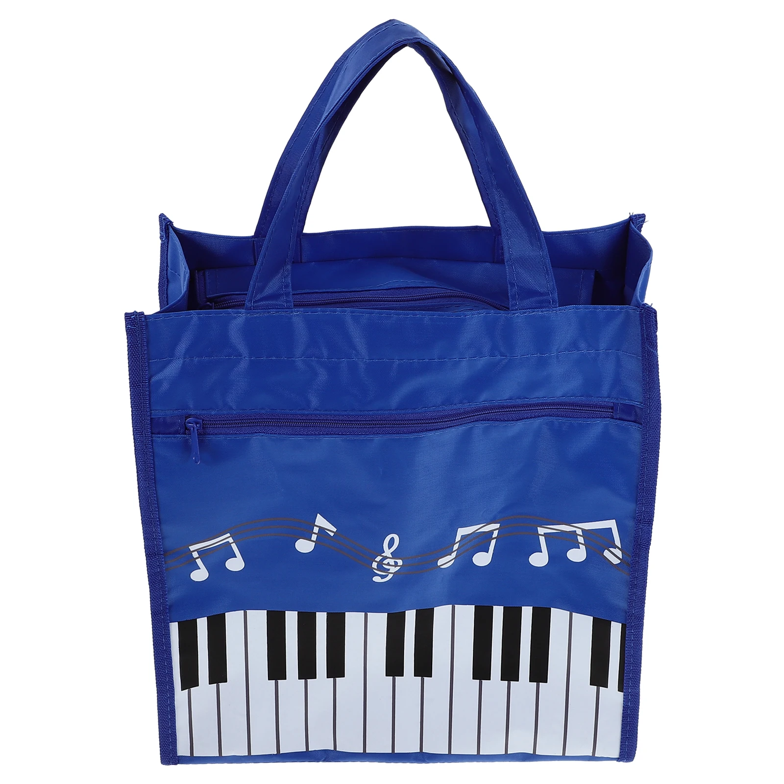 

Music Handbag Blue Piano Canvas Tote Bag Large Capacity Double Layer Storage Handle Portable Women Bags Music Books