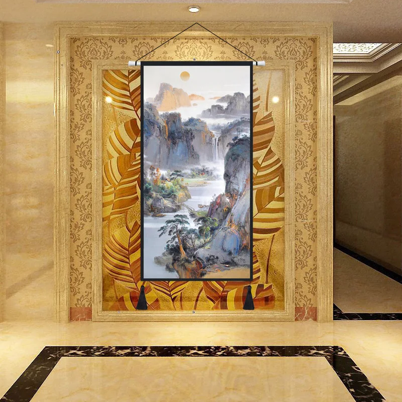 Chinese Style Wall Hanging Fabric Tapestry Living Room Hotel Lobby Wall Decorative Painting Landscape Painting Wall Tapestry