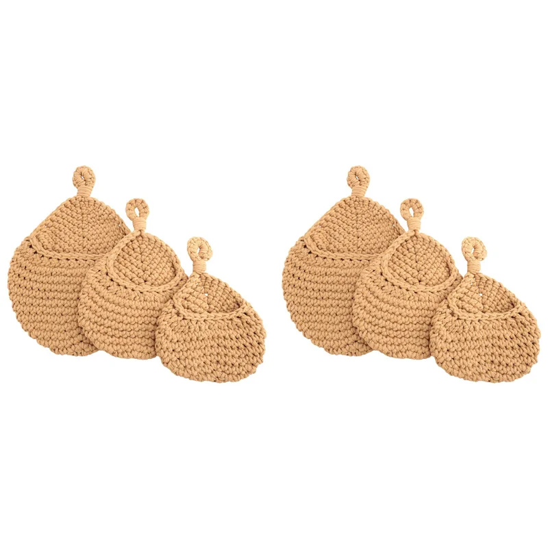 ABBN-6Pcs cesta de suspensão boho, cesta de frutas de suspensão de parede para armazenamento de produtos frescos, suporte de vegetais para batata, cebola alho