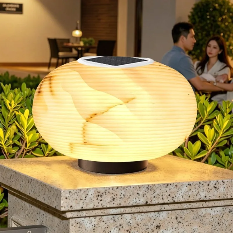 Solar Powered Stigma Pillar Lamp Waterproof Outdoor Landscape Light for Garden Villa Courtyard