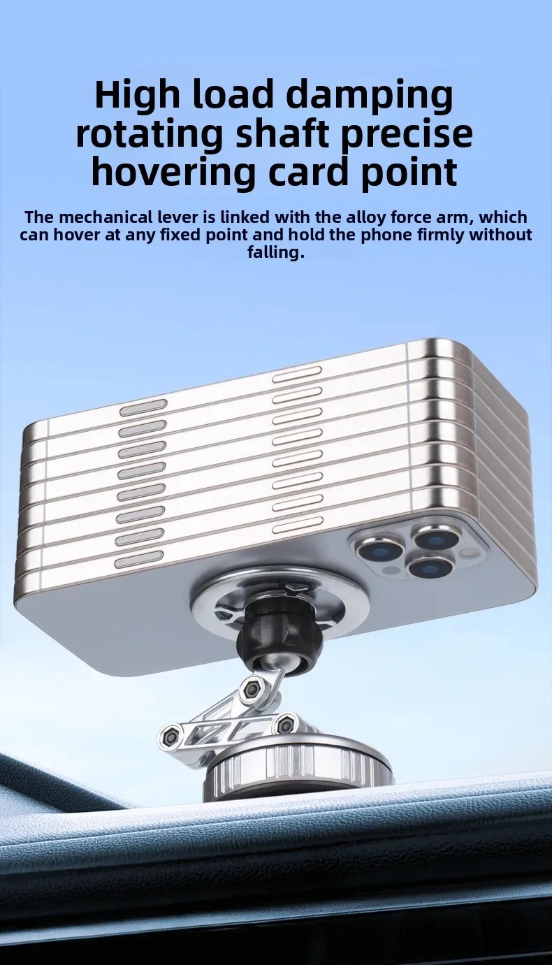 Dreiachsig faltbar 360° ° Rotierender mechanischer Arm, Autotelefonhalter, universelle Halterung, Navigation, Vakuum, magnetischer Telefonständer – Detail 10